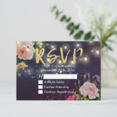 Mariage RSVP Floral Violet Éclairage à cordes (Debout devant)