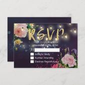 Mariage RSVP Floral Violet Éclairage à cordes (Devant / Derrière)