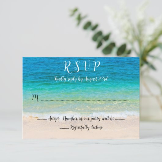 Mariage RSVP Gradient Blue Green Sea Cartes (Debout devant)