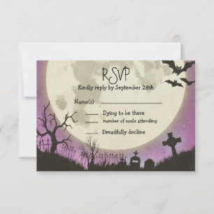 mariage RSVP Halloween violet avec lune