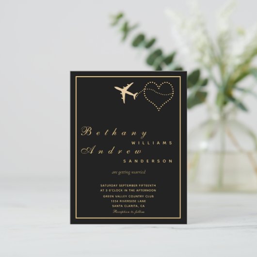 Mariage RSVP l invitation Black Gold All in One (Debout devant)