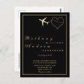Mariage RSVP l invitation Black Gold All in One (Devant / Derrière)