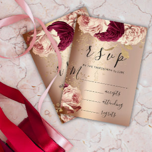 Mariage RSVP Marsala Florals Rose rose