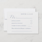 Mariage RSVP moderne Dusty Blue & White Heart (Dos)