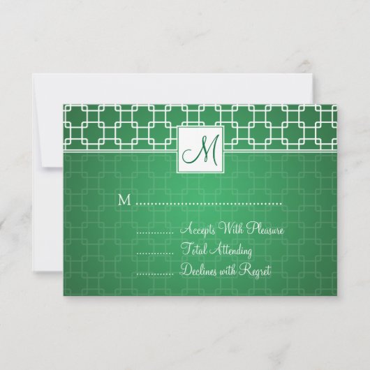 Mariage RSVP Monogram Trellis Motif Vert (Devant)
