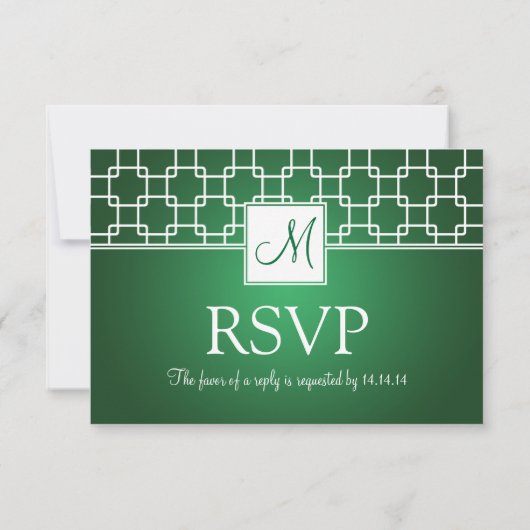 Mariage RSVP Monogram Trellis Motif Vert (Dos)