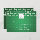 Mariage RSVP Monogram Trellis Motif Vert (Devant / Derrière)