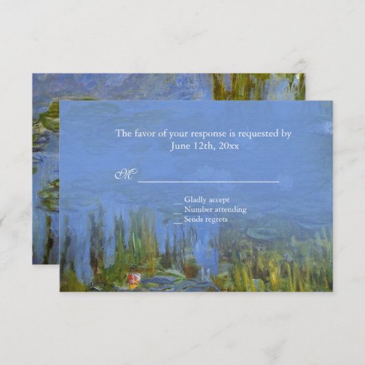 mariage rsvp nénuphar vintage Claude Monet (Devant / Derrière)
