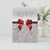 Mariage RSVP Nœud Rouge Diamant Sequins Argenté Él (Debout devant)