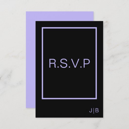 Mariage RSVP noir et lavande CARD (Devant / Derrière)
