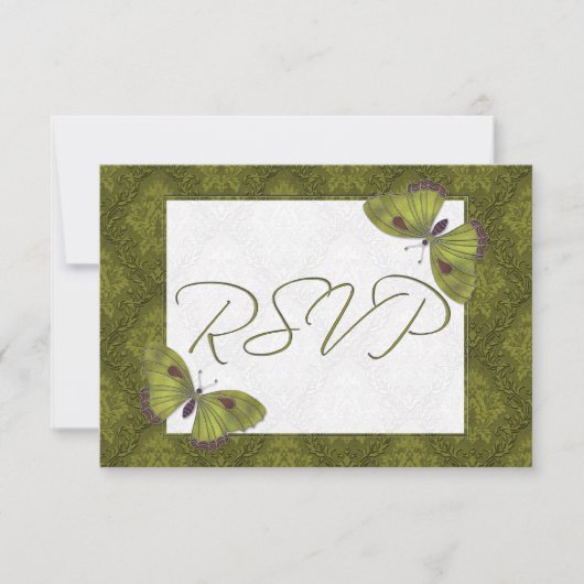Mariage RSVP Papillon Brocade vert (Devant)