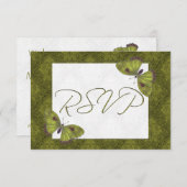 Mariage RSVP Papillon Brocade vert (Devant / Derrière)
