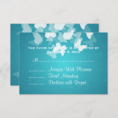 Mariage RSVP papillons insaisissables Bleu (Devant / Derrière)