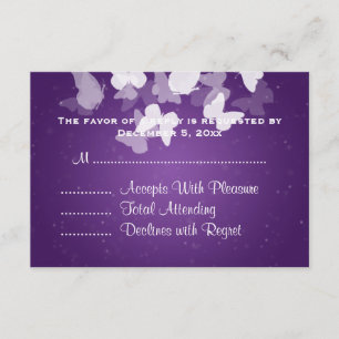Mariage RSVP papillons insaisissables violet