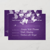Mariage RSVP papillons insaisissables violet (Devant / Derrière)