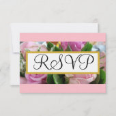 Mariage RSVP : Pastel Rose Roses Or (Devant)