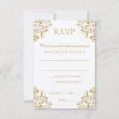 Mariage RSVP PostCard - Nadine (Or) sur Ecru (Devant)