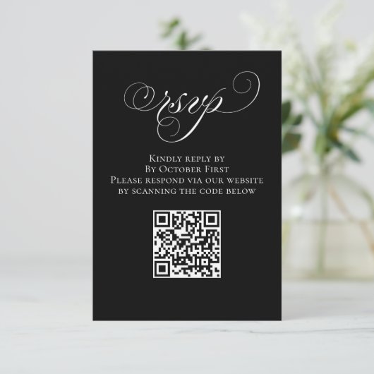 Mariage RSVP QR Code noir et blanc (Debout devant)