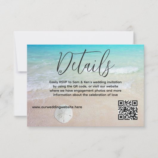 Mariage RSVP QR Réponse en ligne Ocean Beach (Devant)