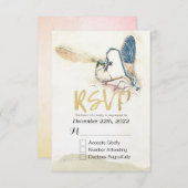Mariage RSVP Répondre Dragonfly Mating Love Heart (Devant / Derrière)