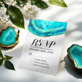 Mariage RSVP Répondre Elegant Turquoise & Gold Aga