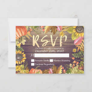 Mariage RSVP Réponse Automne Feuille d'érable Citr
