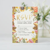 Mariage RSVP Réponse Automne Maple Fall Leaf Citro (Debout devant)