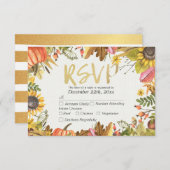 Mariage RSVP Réponse Automne Maple Fall Leaf Citro (Devant / Derrière)