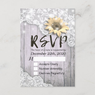 Mariage RSVP Réponse Dentelle Tournesol Grange Lum