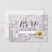 Mariage RSVP Réponse Dentelle Tournesol Grange Lum (Devant)