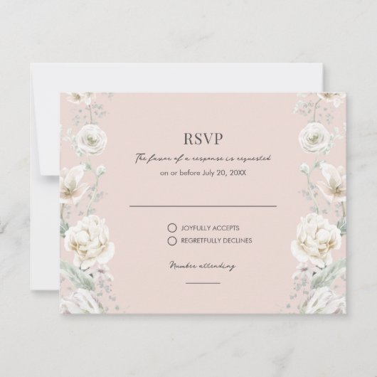 Mariage RSVP Rêve Floral Rose (Devant)