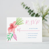 Mariage rsvp rose hawaïen à fleurs tropicales (Debout devant)