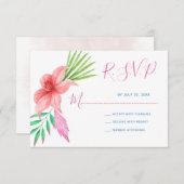 Mariage rsvp rose hawaïen à fleurs tropicales (Devant / Derrière)