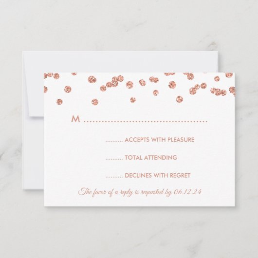 Mariage RSVP Rose Parties scintillant d'or Confett (Devant)