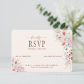 Mariage RSVP RSVP flush Peach Floral QR Code (Debout devant)