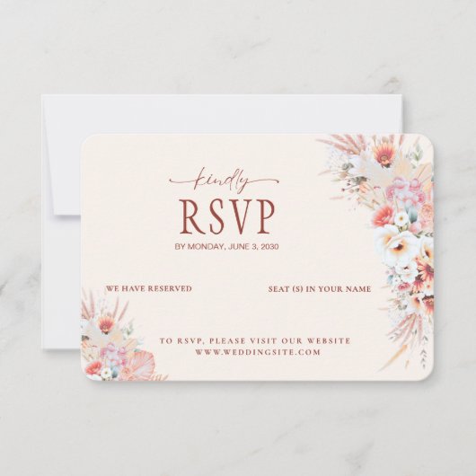 Mariage RSVP RSVP flush Peach Floral QR Code (Devant)