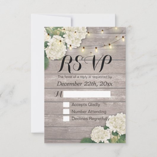 Mariage RSVP Rustique Bois Hydrangea Éclairages à (Devant)