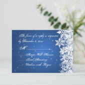 Mariage RSVP Snowflakes hiver Blue Sapphire (Debout devant)