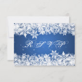 Mariage RSVP Snowflakes hiver Blue Sapphire (Dos)
