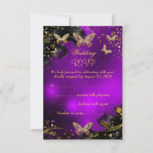Mariage RSVP Sparkle violet or noir papillon (Devant)