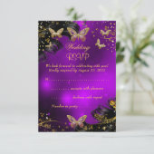 Mariage RSVP Sparkle violet or noir papillon (Debout devant)