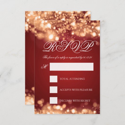 Mariage RSVP Sparkling Lights Or (Devant / Derrière)