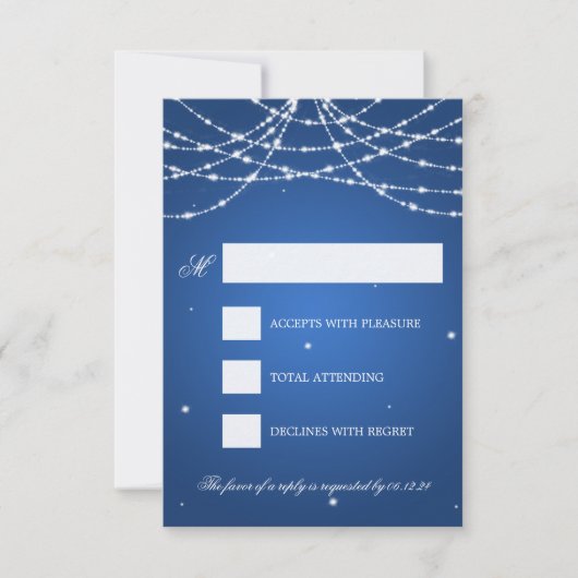 Mariage RSVP Sparkling String Bleu (Devant)