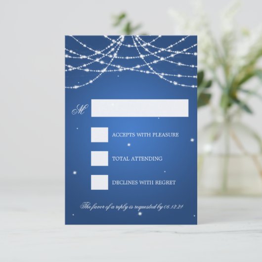 Mariage RSVP Sparkling String Bleu (Debout devant)