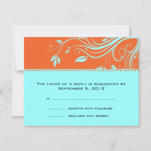 Mariage RSVP Turquoise et orange (Devant)