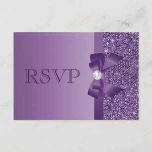 Mariage RSVP violet imprimé, Bow & Diamond