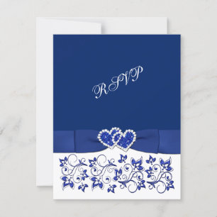 Mariage   RUBAN IMPRIMÉ   Bleu, Cœurs Blancs RSVP