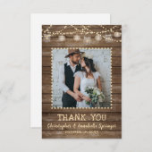 Mariage Rustic Bois Mason Jar Lumières Merci (Devant / Derrière)