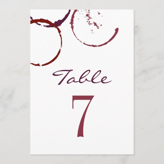 Mariage Rustic Dark Red Wine Stain Numéro de table (Dos)