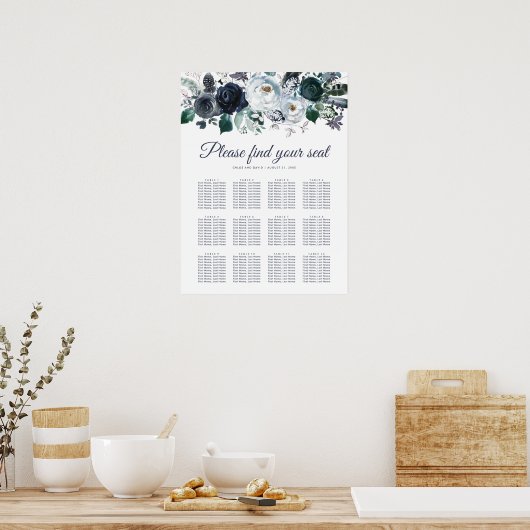 Mariage Rustic Navy Peony 12 Tableau de sièges (Cuisine)